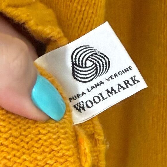 NWOT Federico Osti 100% Pure New Wool Mustard Yellow Men's Crewneck Sweater - Picture 6 of 11